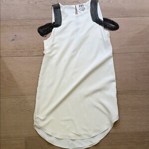 Halston Heritage Ivory Dress with Charcoal Accents
